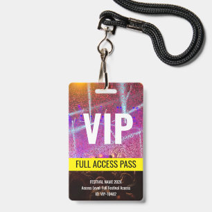 VIP Pass Back Stage Music Festival Concert ID Badge