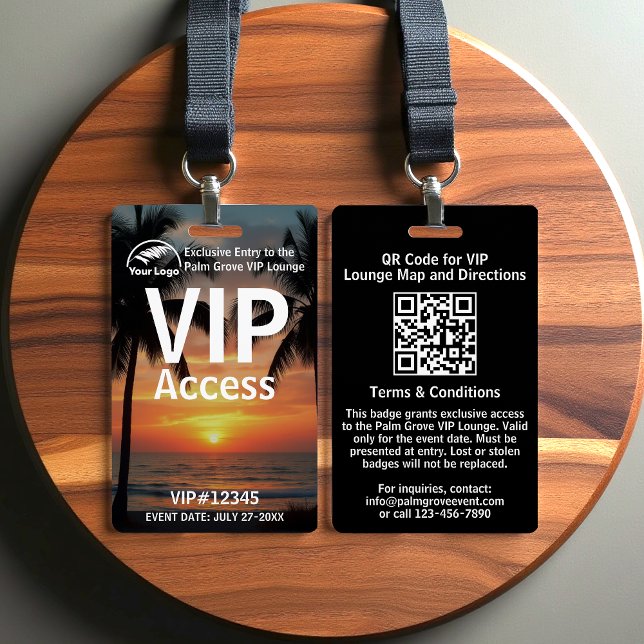 VIP Pass Badge | Custom Palm Grove QR Code & Logo ID Badge (Creator Uploaded)