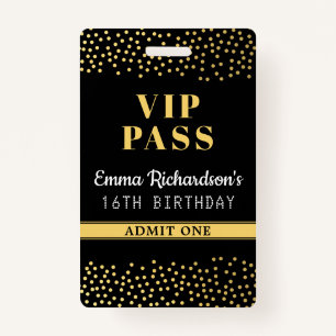 VIP Pass Birthday Invitation ID Badge