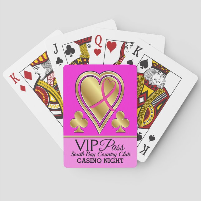 VIP PASS - Casino - Pink Ribbon- Playing Cards (Back)