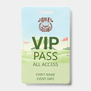 VIP PASS Golf Club League Logo  ID Badge