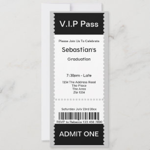 VIP Pass Graduation Party Admission Ticket Invitation