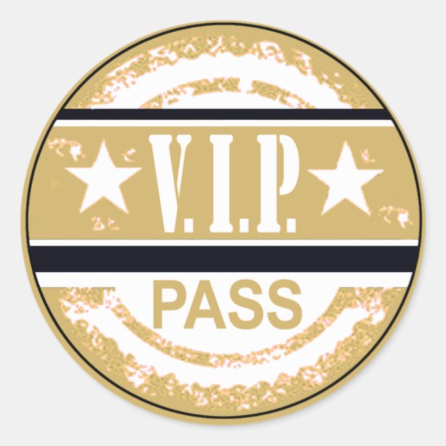 VIP Pass Party Sticker (tan) (Front)