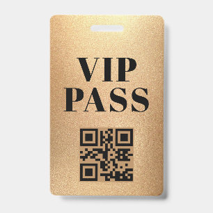 vip pass qr code minimalist modern gold ID badge