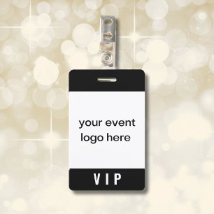 VIP Pass Simple Black and White ID Badge