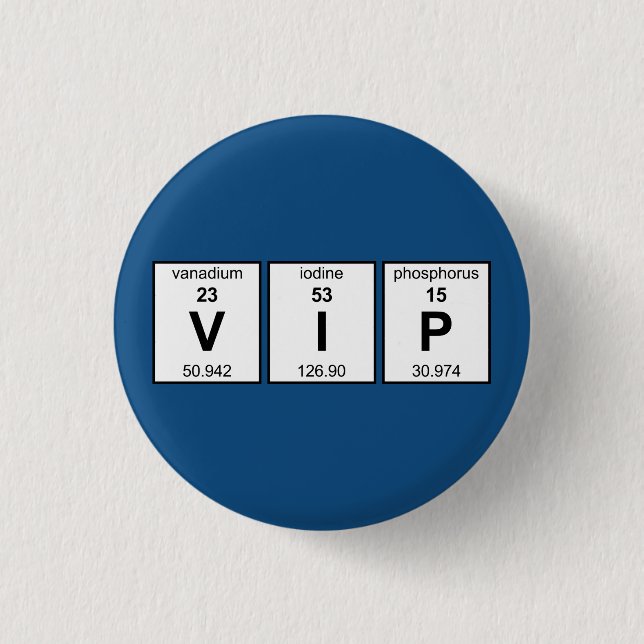 VIP Periodic Table 3 Cm Round Badge (Front)