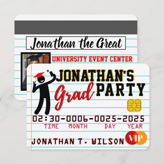 VIP Phone Photo Graduation Party Credit Card (Front/Back)