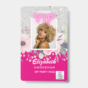 VIP PHOTO ID - Party, Festival, Event GLITTER GLAM Badge