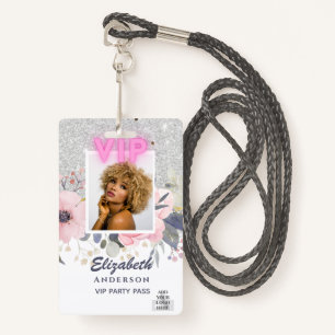 VIP PHOTO ID - Party, Festival, Event GLITTER GLAM ID Badge