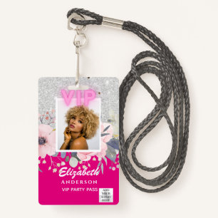 VIP PHOTO ID - Party, Festival, Event GLITTER GLAM ID Badge