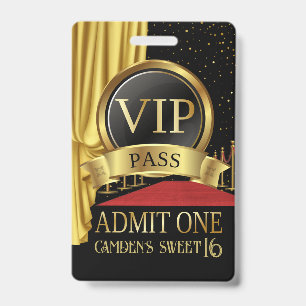 VIP, Red Carpet Birthday, Hollywood Birthday ID Badge