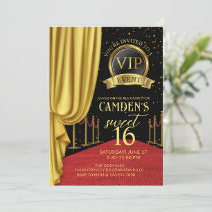 VIP Red Carpet Hollywood Birthday Party Invitation