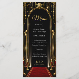 VIP Red Carpet Hollywood Black Gold Birthday Party Menu