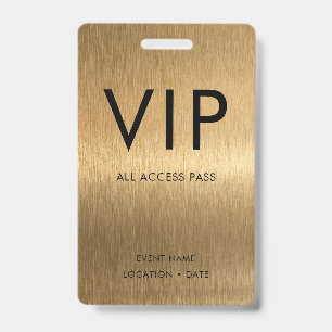 VIP Simple Font on Brushed Bronze Metallic ID Badge