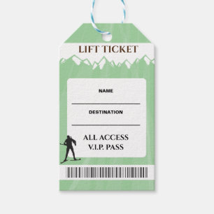 VIP SKI LIFT TICKET Escort Seating Card Sage Gift Tags