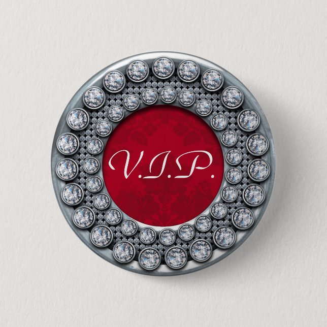 VIP template button with silver and diamonds (Front)