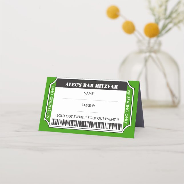 VIP TICKET Bar Mitzvah Table Seating Escort Card (Front)