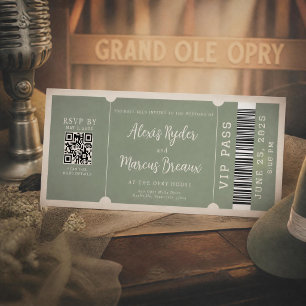 VIP Ticket Trendy Sage Wedding Invitation