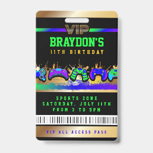 VIP VIDEO GAMER GAME ALL ACCESS Gold Pass Badge ID Badge