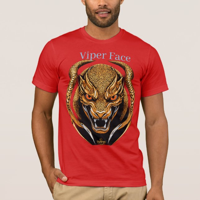 Viper Face Logo – Front View Vector on Black Backg T-Shirt (Front)