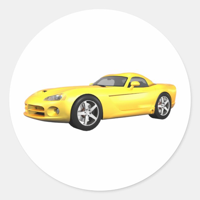 Viper Hard-Top Muscle Car: Yellow Finish: Classic Round Sticker (Front)