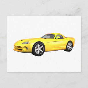 Viper Hard-Top Muscle Car: Yellow Finish: Postcard