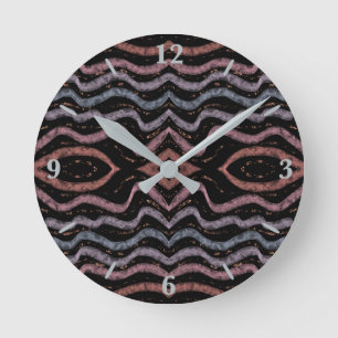 Viper Snake Skin Drawing Pattern Soft Pastel Color Round Clock
