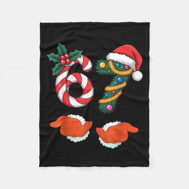 Viral 67 Candy Canes Christmas Tree With Hand Holi Fleece Blanket (Front)