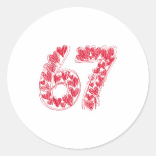 Viral 67 Hand-drawn Hearts Valentines Day Cute Tea Classic Round Sticker