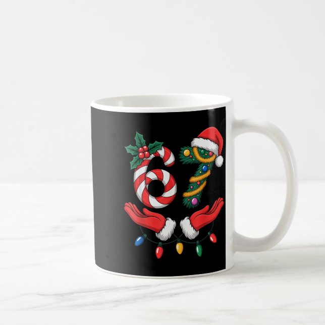Viral 67 Hands Gesture Candy Canes Santa Holiday K Coffee Mug (Right)