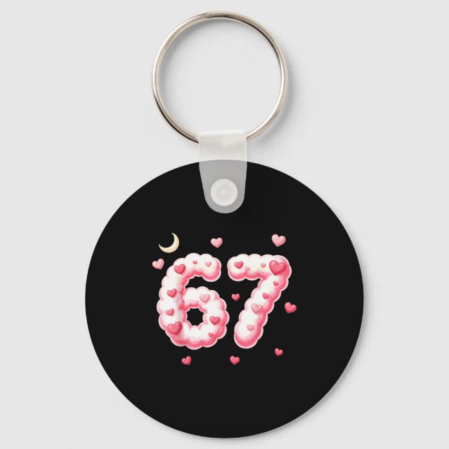 Viral 67 Kawaii Hearts Valentine's Day Girls Humor Key Ring (Front)