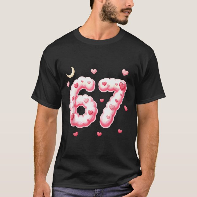 Viral 67 Kawaii Hearts Valentine's Day Girls Humor T-Shirt (Front)
