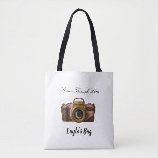 Viral Custom Name Camera Gift Sleek Minimal Tote Bag