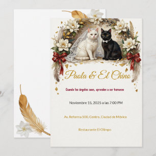 Viral Fallen Angel Cat Wedding Invitation