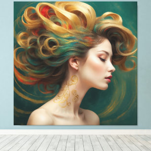 “Virelle” - Opulence in Emerald Waves Canvas Print