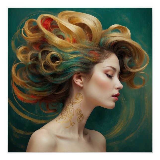 “Virelle” - Opulence in Emerald Waves Poster (Front)