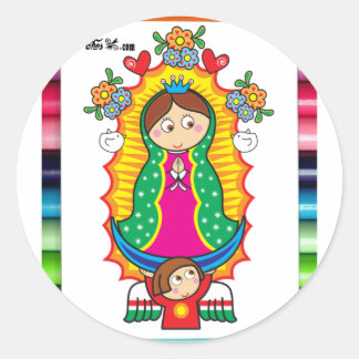 VIRGEN DE GUADALUPE CARICATURA 01 CUSTOMIZABLE PRO CLASSIC ROUND STICKER