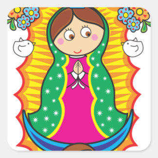 VIRGEN DE GUADALUPE CARICATURA 01 CUSTOMIZABLE PRO SQUARE STICKER