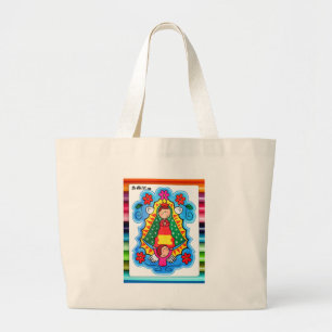 VIRGEN DE GUADALUPE CARICATURA 02 CUSTOMIZABLE PRO LARGE TOTE BAG