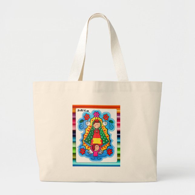 VIRGEN DE GUADALUPE CARICATURA 02 CUSTOMIZABLE PRO LARGE TOTE BAG (Front)