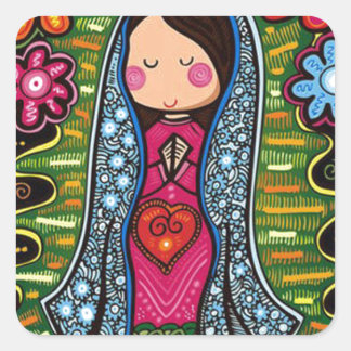 VIRGEN DE GUADALUPE CARICATURA 03 CUSTOMIZABLE PRO SQUARE STICKER