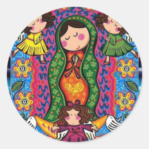 VIRGEN DE GUADALUPE CARICATURA 05 CUSTOMIZABLE PRO CLASSIC ROUND STICKER