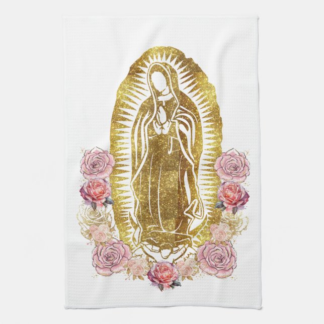 Virgen De Guadalupe custom  Tea Towel (Vertical)