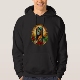 Virgen de Guadalupe Lucha Libre Wrestler Mexican V Hoodie
