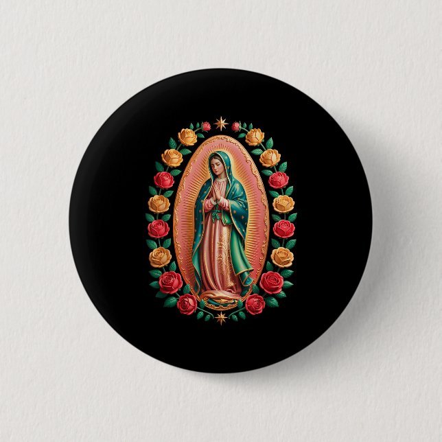 Virgen De Guadalupe Saint Mary Christian Religious 6 Cm Round Badge (Front)