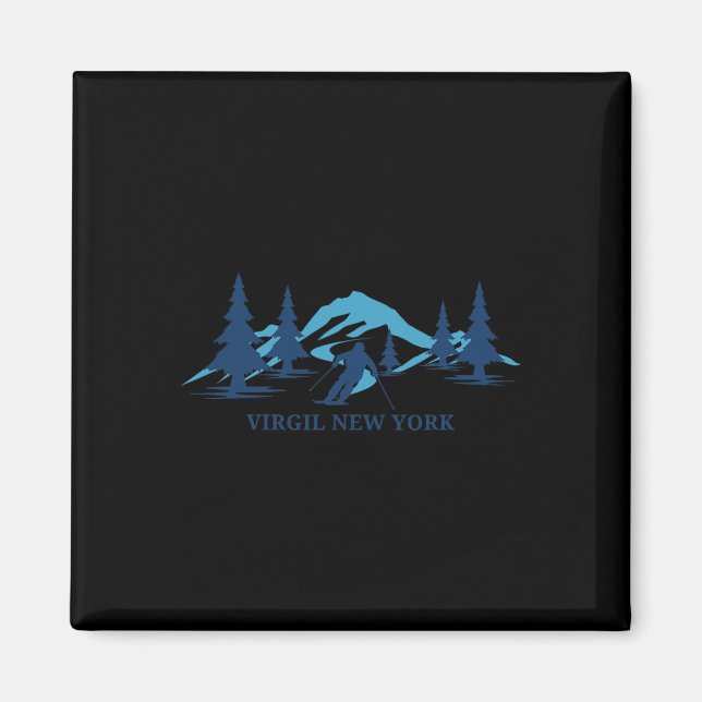 Virgil New York Ski Resort Skiing Skier  Magnet (Front)