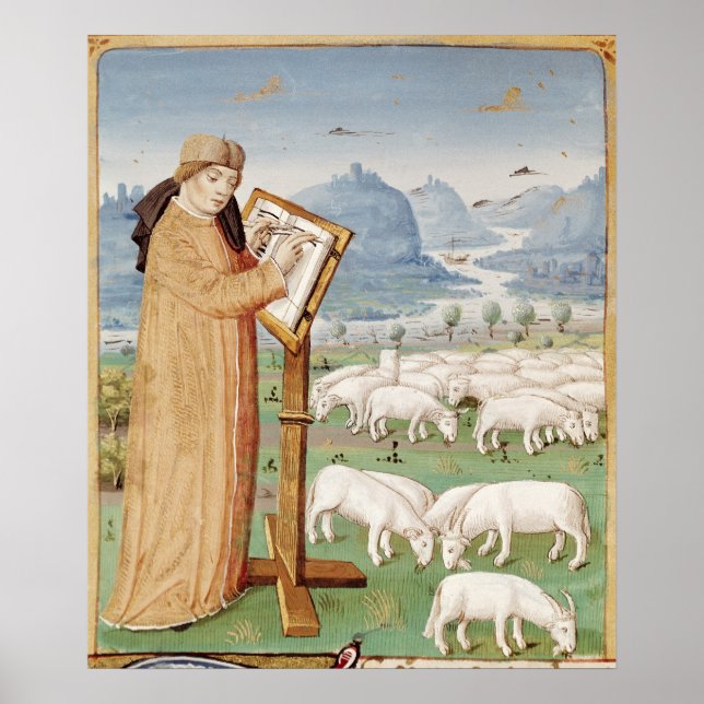 Virgil Writing in a Field of Sheep and Goats Poster (Front)