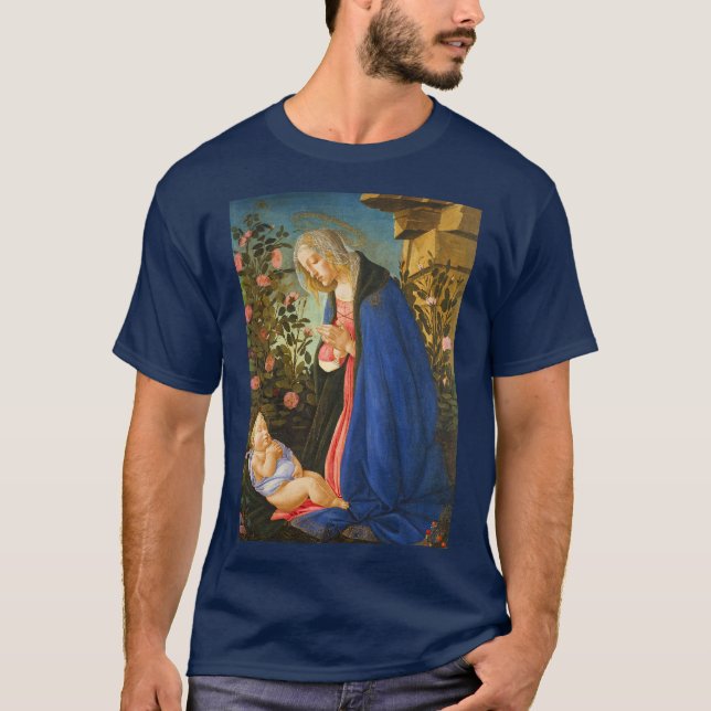 VIRGIN ADORING SLEEPING CHRIST CHILD  T-Shirt (Front)