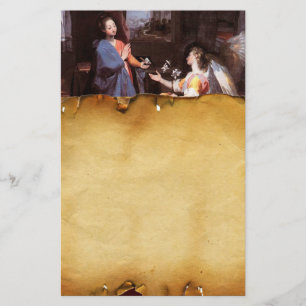 VIRGIN AND ANNUNCIATION ANGEL ,Parchment Stationery