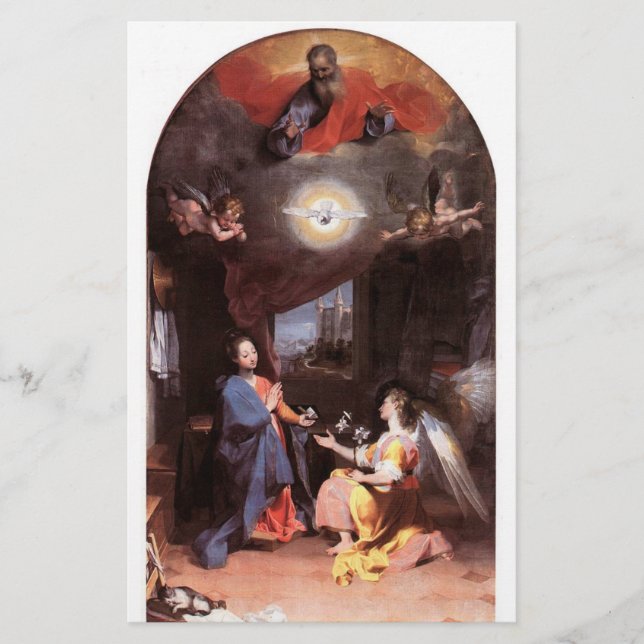 VIRGIN AND ANNUNCIATION ANGEL ,White Stationery (Front)